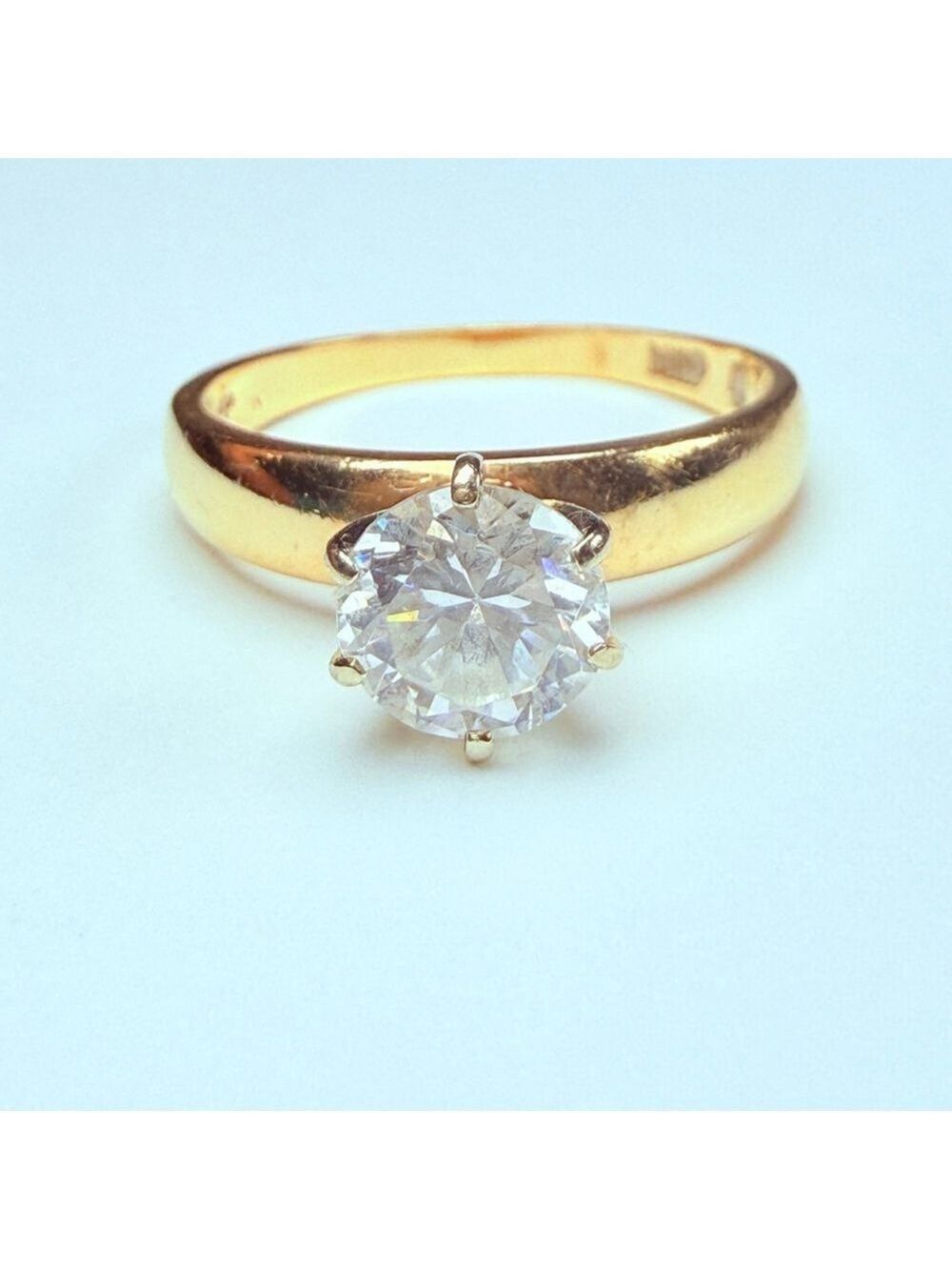 Estate 14k Gold Fancy 1CT Cubic Zirconia CZ Solitaire Engagement 5A Classic Ring